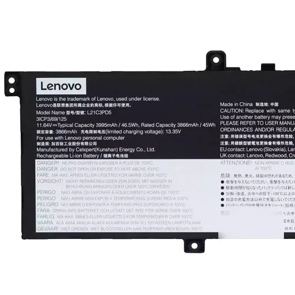 laptop accu voor LENOVO L21C3PD5 L21L3PD5 L21M3PD5 - Afbeelding 3