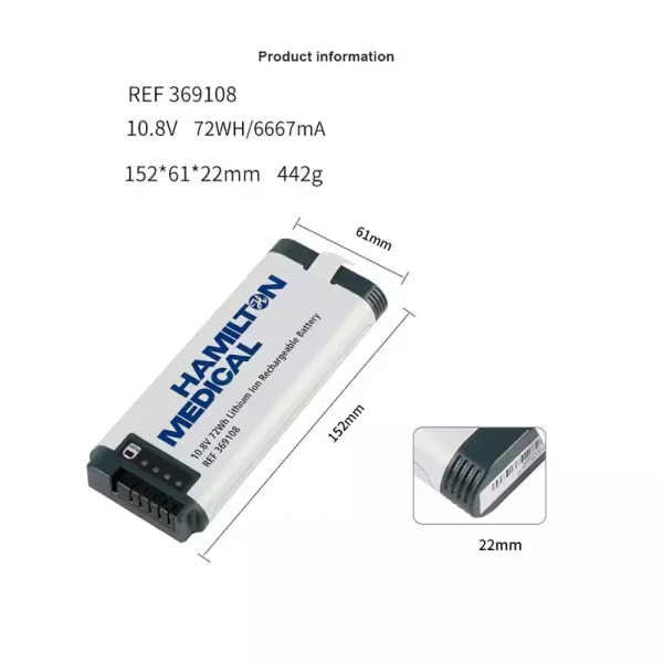 Vervangende Accu Compatibel met Hamilton C1,REF 369108 - Afbeelding 2