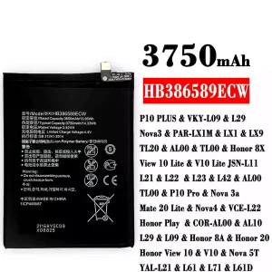 Accu HB386589ECW voor HUAWEI P10 PLUS /Honor 8X / View 10 Lite / V10 Lite / P10 Pro / Nova 3a /Mate 20 Lite / Nova4  / Honor 8A / Honor 20 / Honor View 10 / V10 / Nova 5T