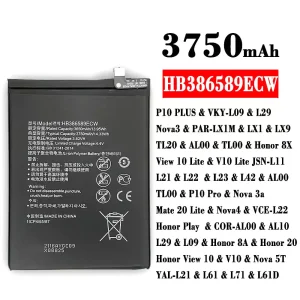 Accu HB386589ECW voor HUAWEI P10 PLUS /Nova3 / Honor 8X / View 10 Lite / P10 Pro / Nova 3a / Mate 20 Lite / Nova4 / Honor 8A / Honor 20 / Honor View 10 / Nova 5T