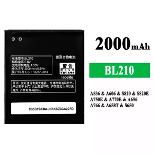 Accu BL210 voor Lenovo A536/A606/S820/S820E/A750E/A770E/A656/A766/A658T/S650
