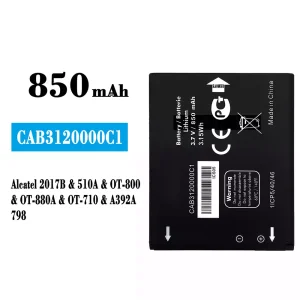 Accu CAB3120000C1 voor Alcatel 2017B/510A/798/OT-800/OT-880A/OT-710/A392A