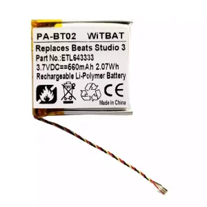 Accu voor Bluetooth-hoofdtelefoon Beats Solo AEC643333,ETL643333